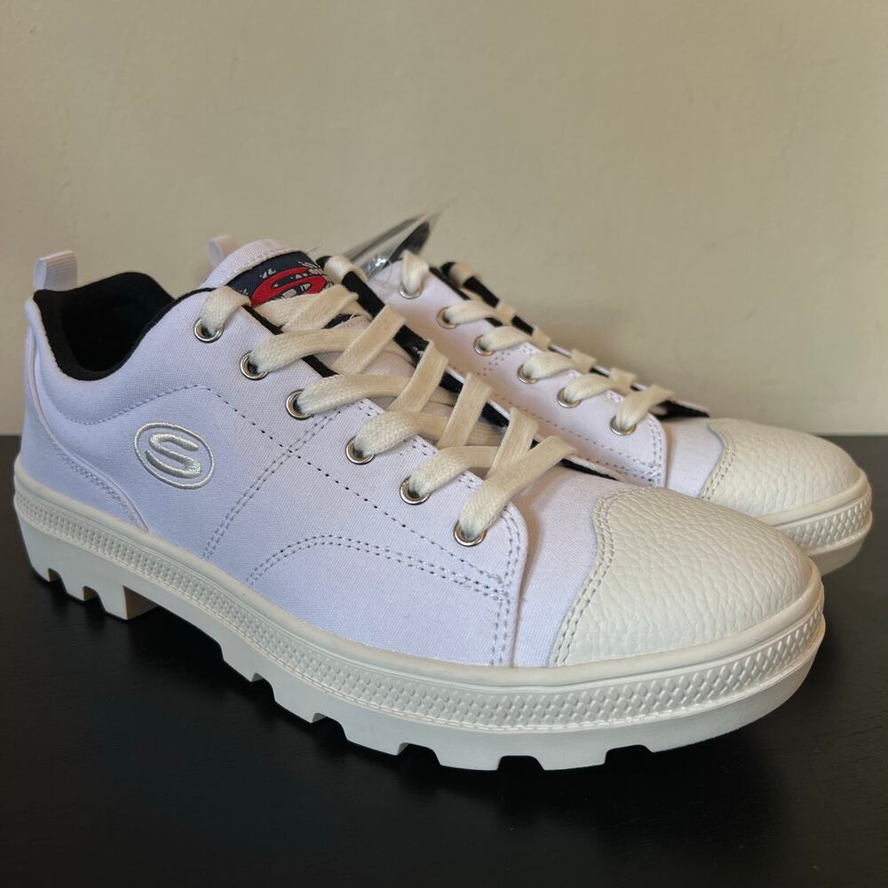 Skechers Y2K Roadies Canvas White Lace Up Sneakers Scotchguard Memory Foam 10